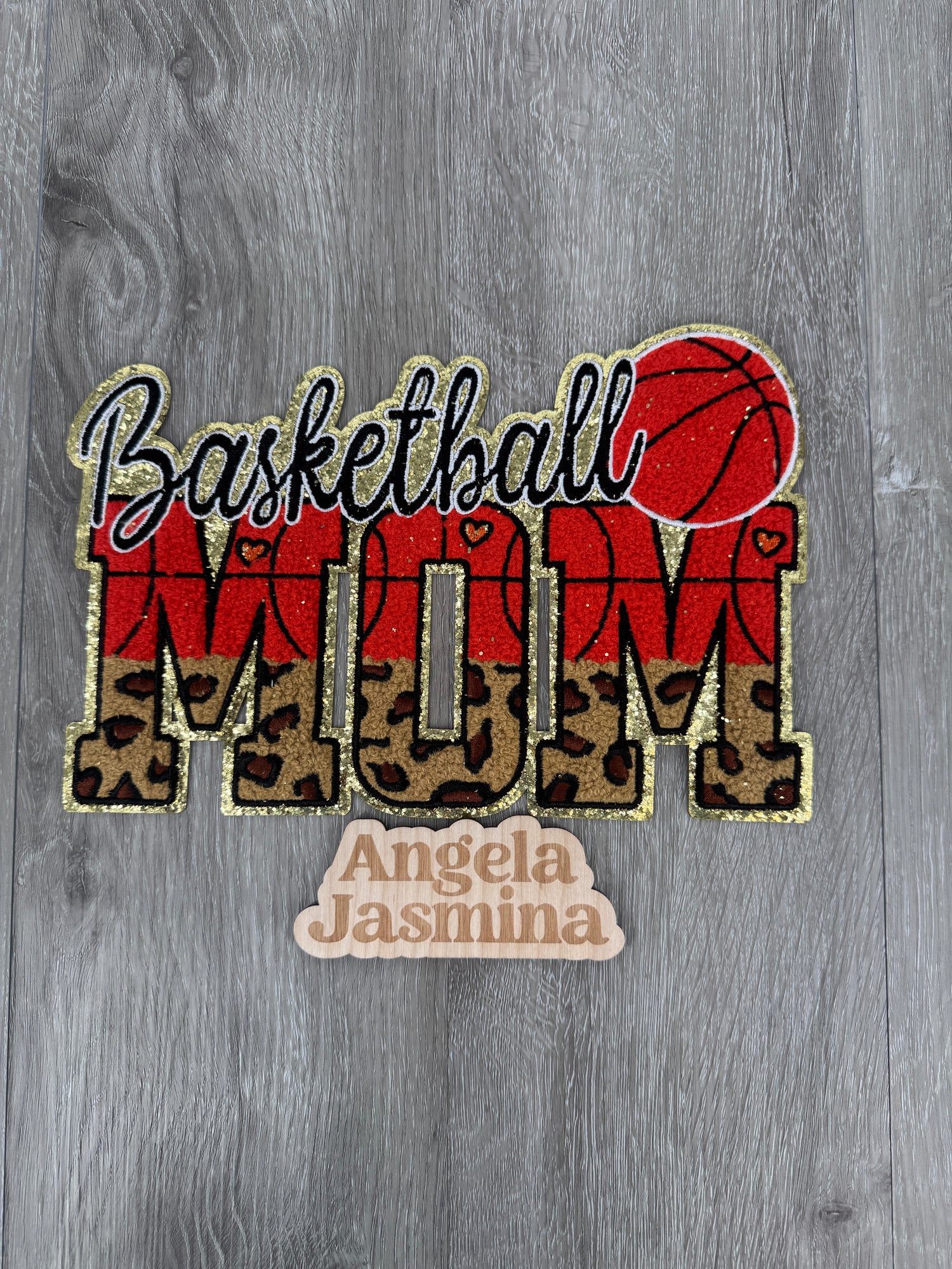 Basketball Mom Cheetah Chenille Patch