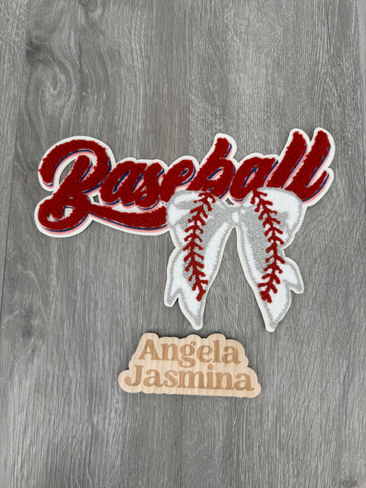 Baseball Bow Chenille Patch