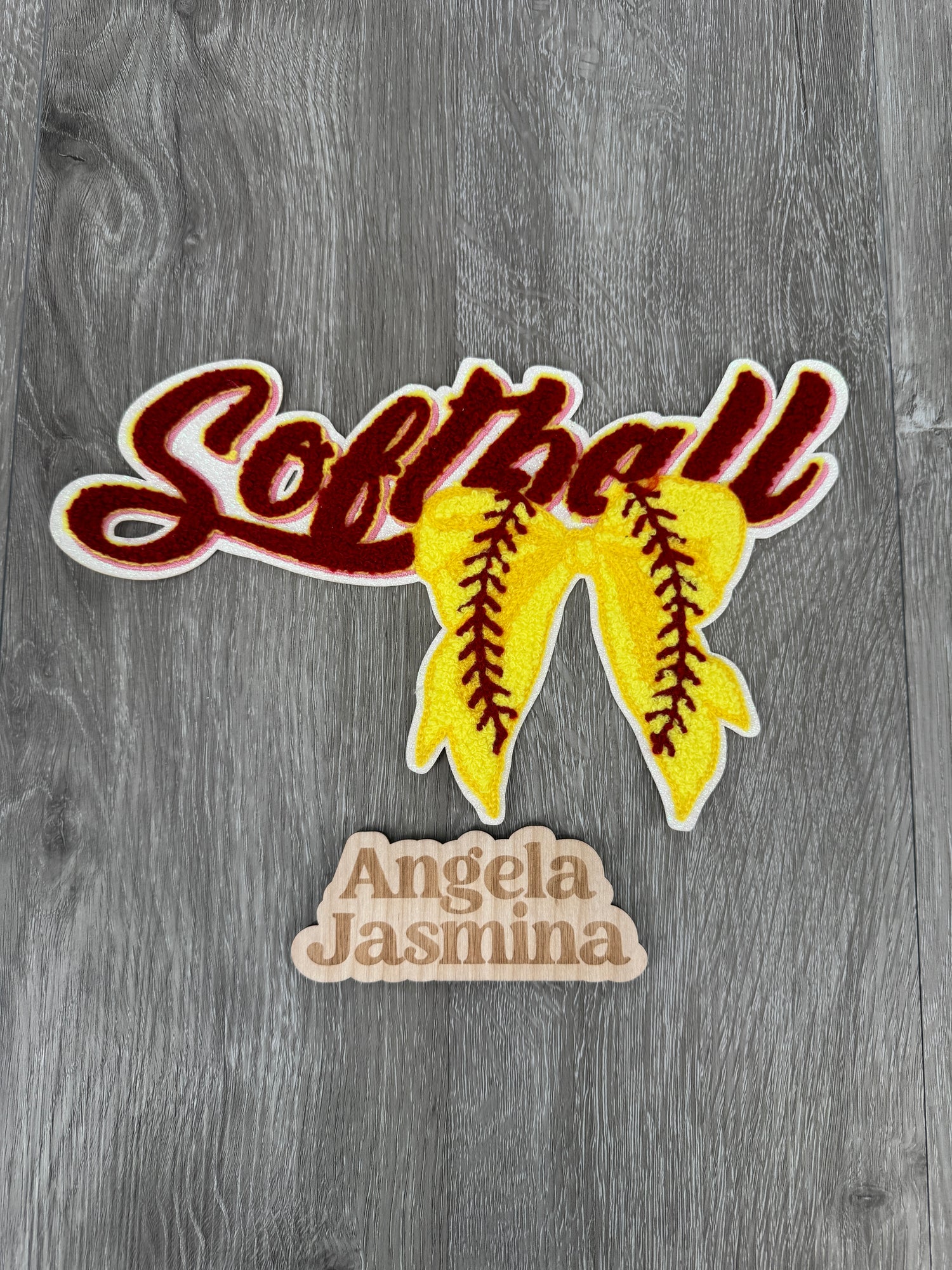 Softball Bow Chenille Patch