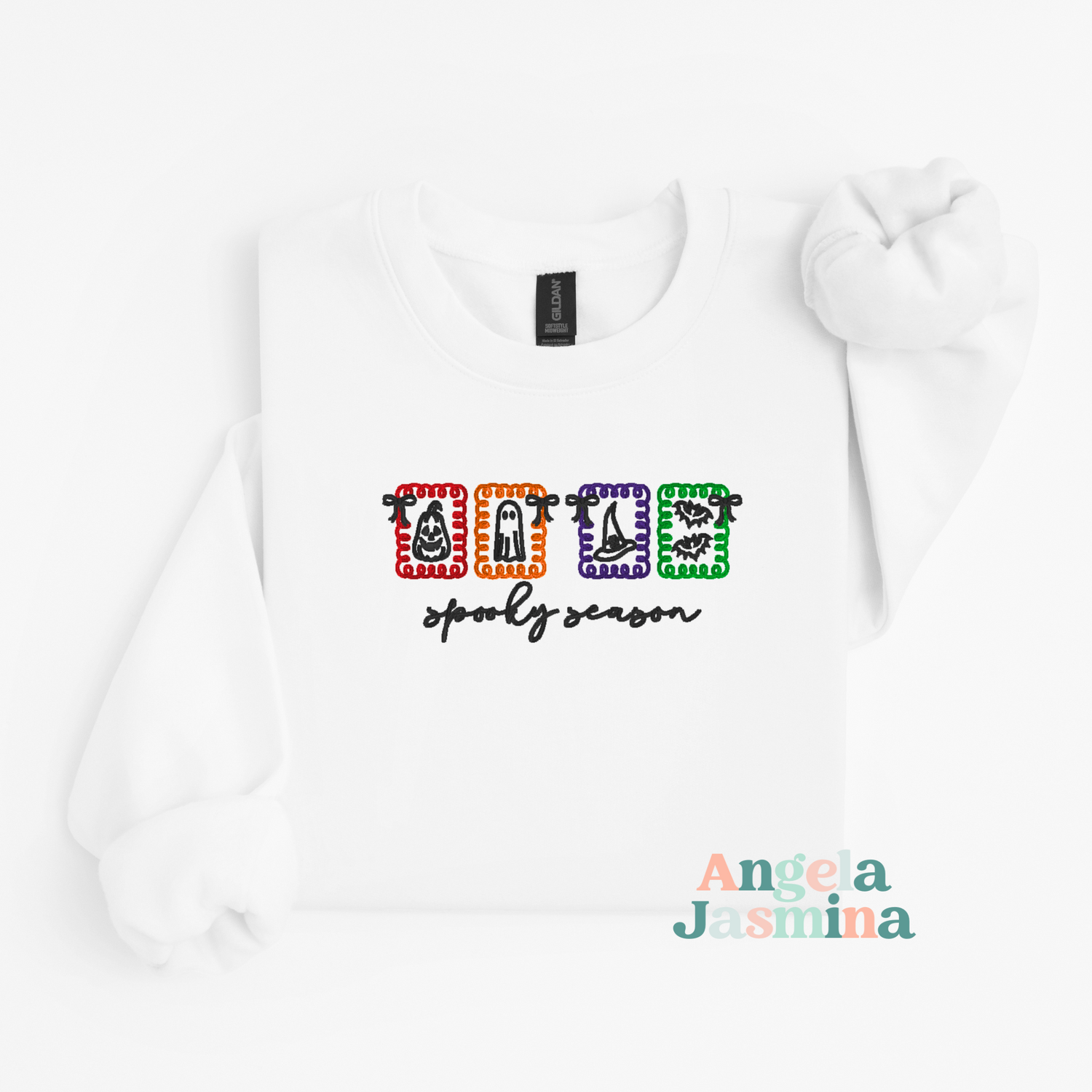 Spooky Season Halloween Frames Embroidered Sweatshirt