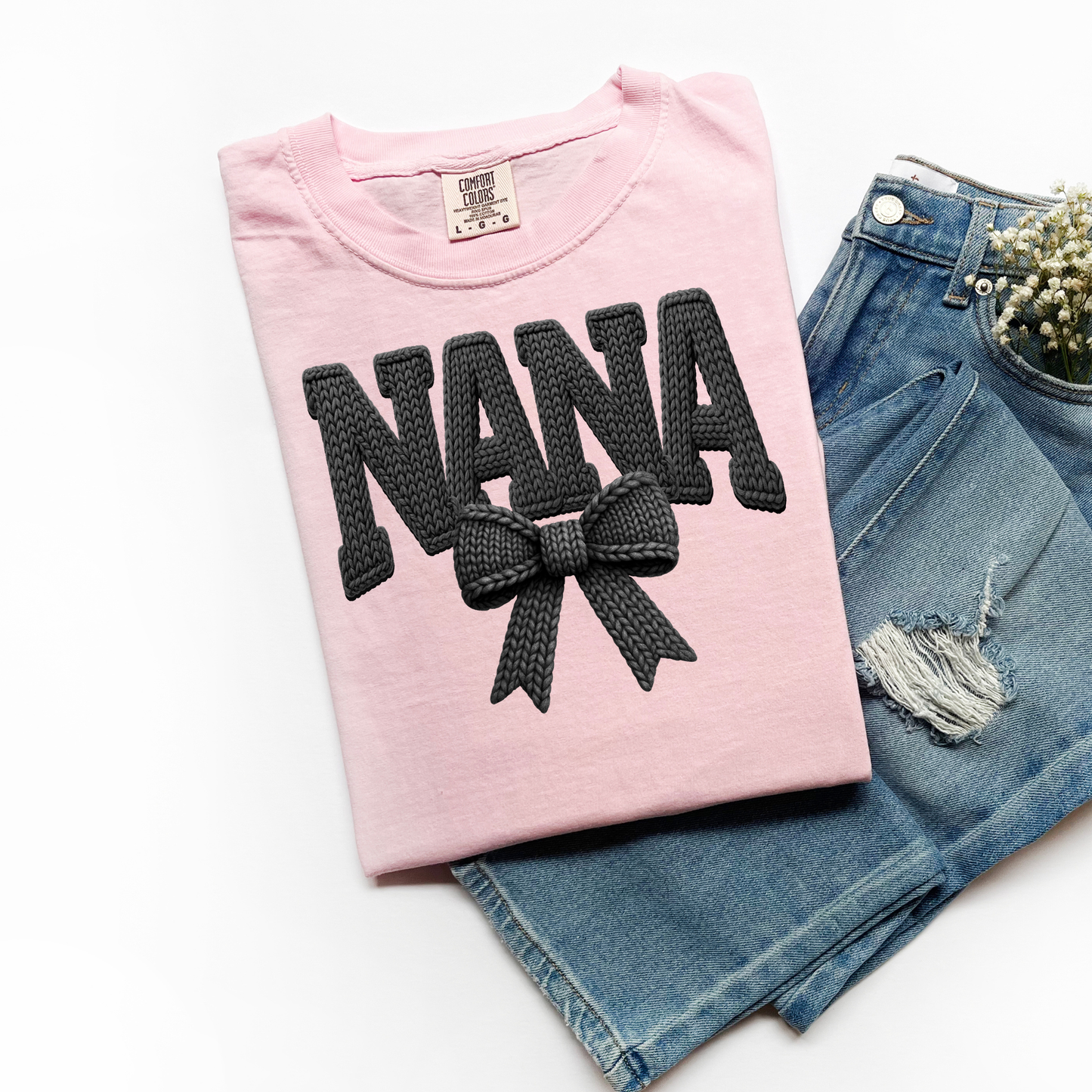 ADULT NANA Black Yarn DTF TRANSFER