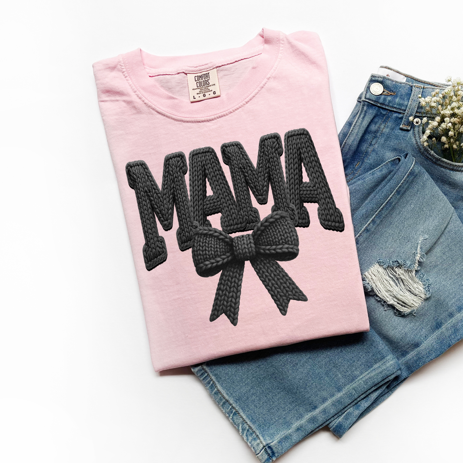 ADULT MAMA Black Yarn DTF TRANSFER