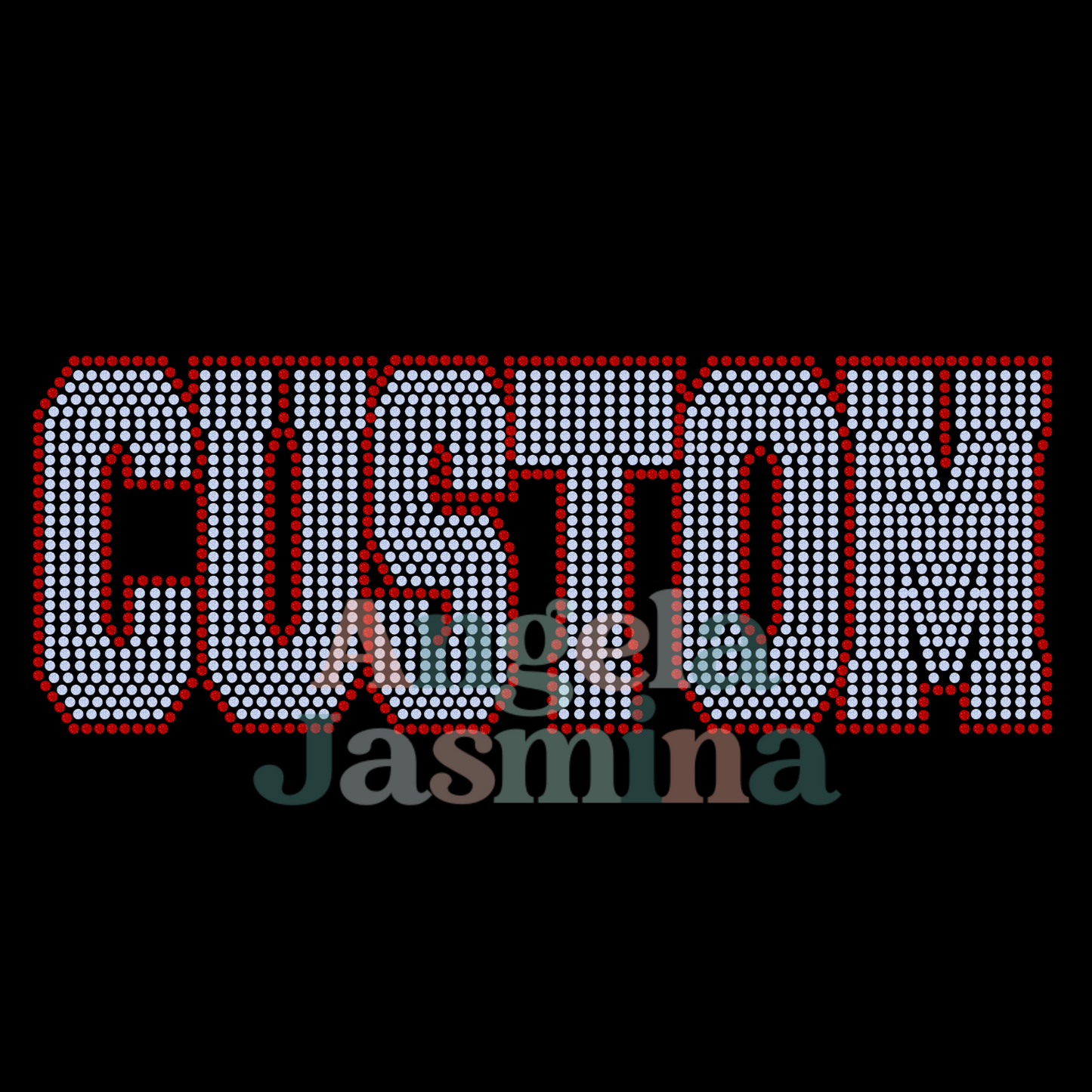 Custom WORD with Outline STRAIGHT SPANGLE ( TWO TRANSFERS )