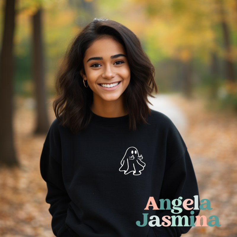 Middle Finger Ghost Embroidered Sweatshirt