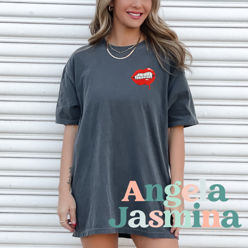 Vampire Lips Embroidered Tee