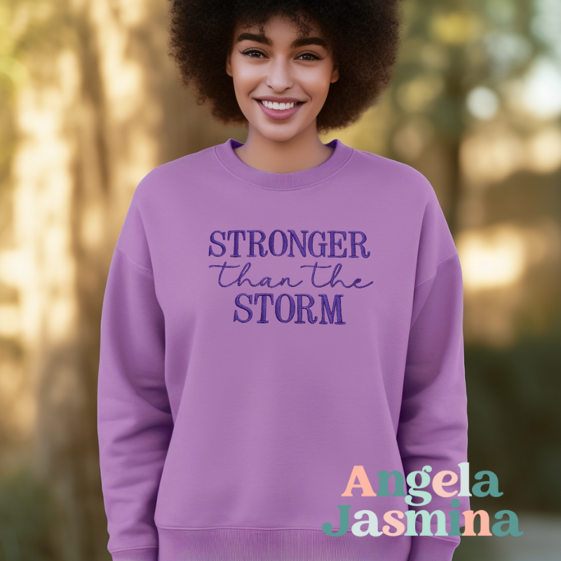 Lavender Stronger Than The Storm Embroidered Sweatshirt