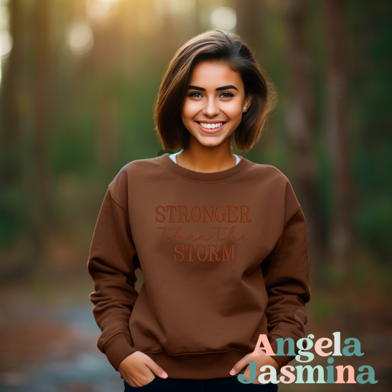 Brown Stronger Than The Storm Embroidered Sweatshirt