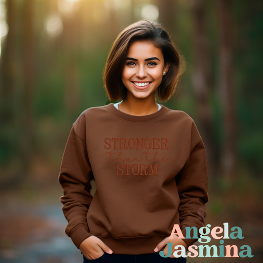 Brown Stronger Than The Storm™ Embroidered Sweatshirt