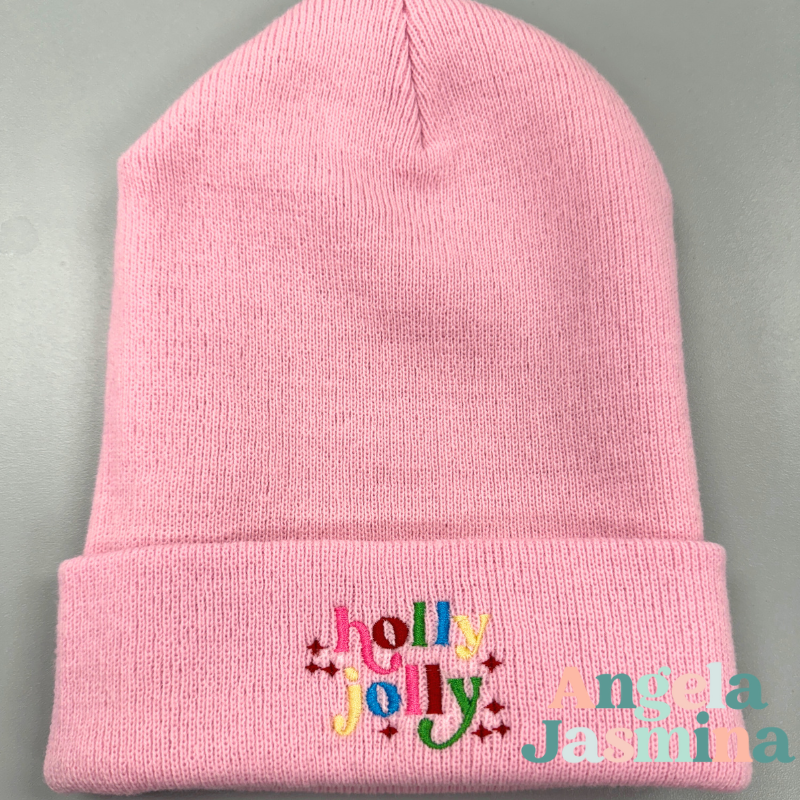 Holly Jolly Embroidered Beanie