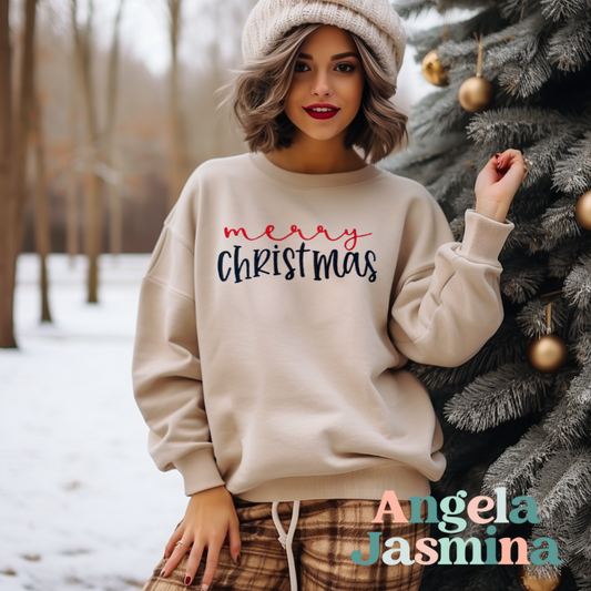 Merry Christmas Embroidered Sweatshirt