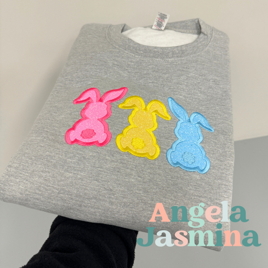 Embroidered Easter Bunnies Sweatshirt