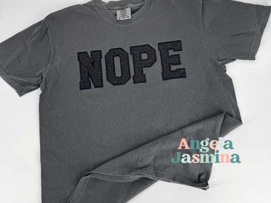 NOPE Black Glitter Embroidered Comfort Colors Tee