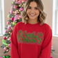 Grinchy Embroidered & Bling Sweatshirt