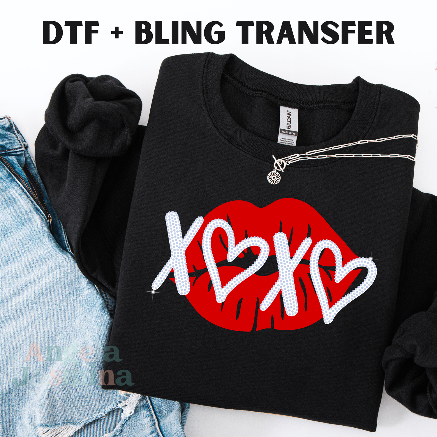 Xoxo Lips DTF & Silver Bling Spangle Transfer