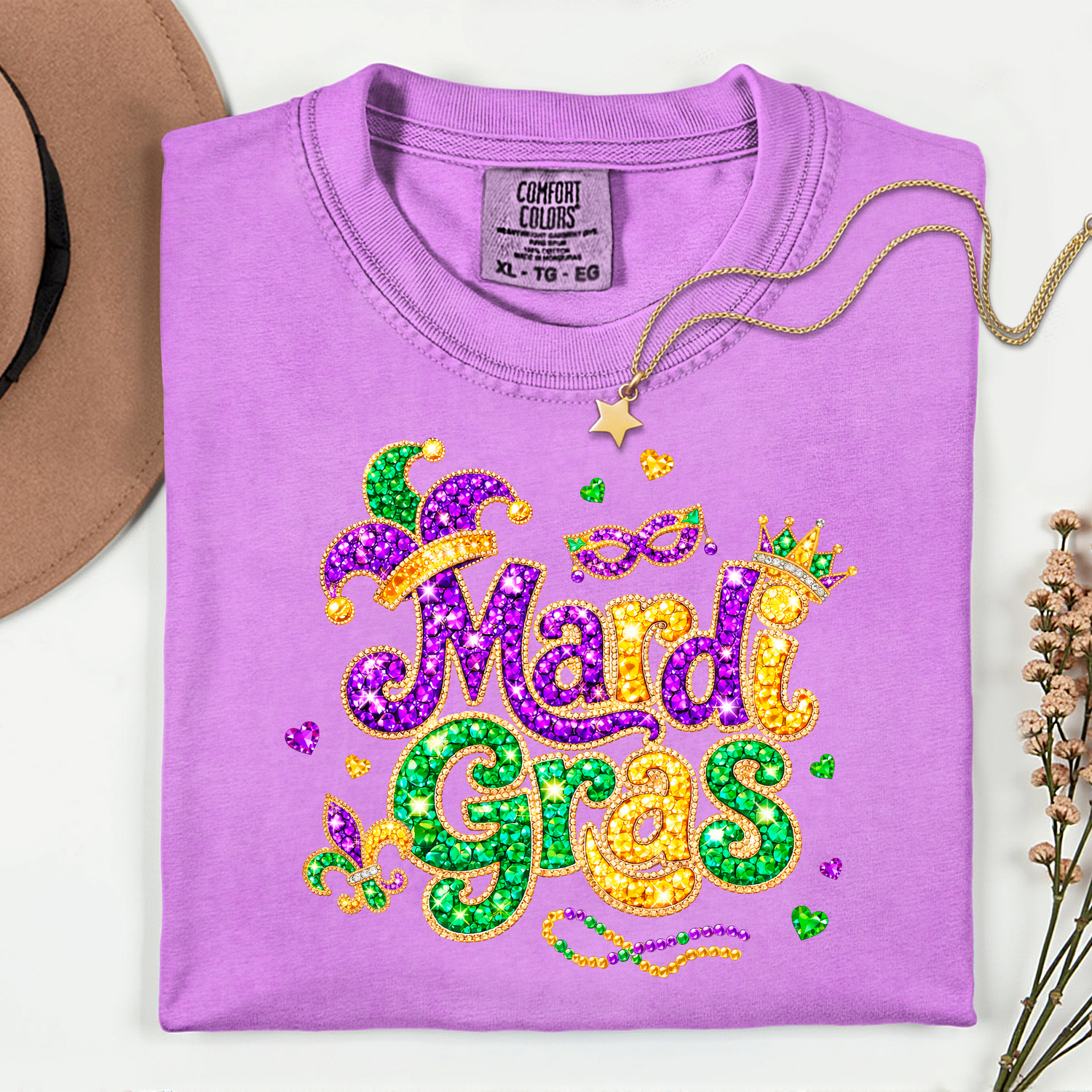 ADULT Mardi Gras Bling DTF TRANSFER