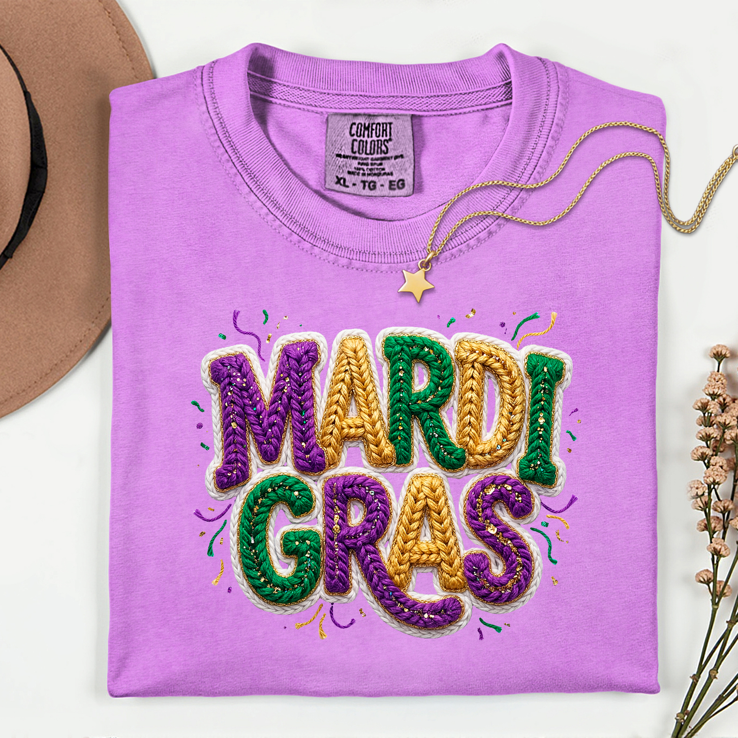 ADULT Faux Crochet Mardi Gras DTF TRANSFER