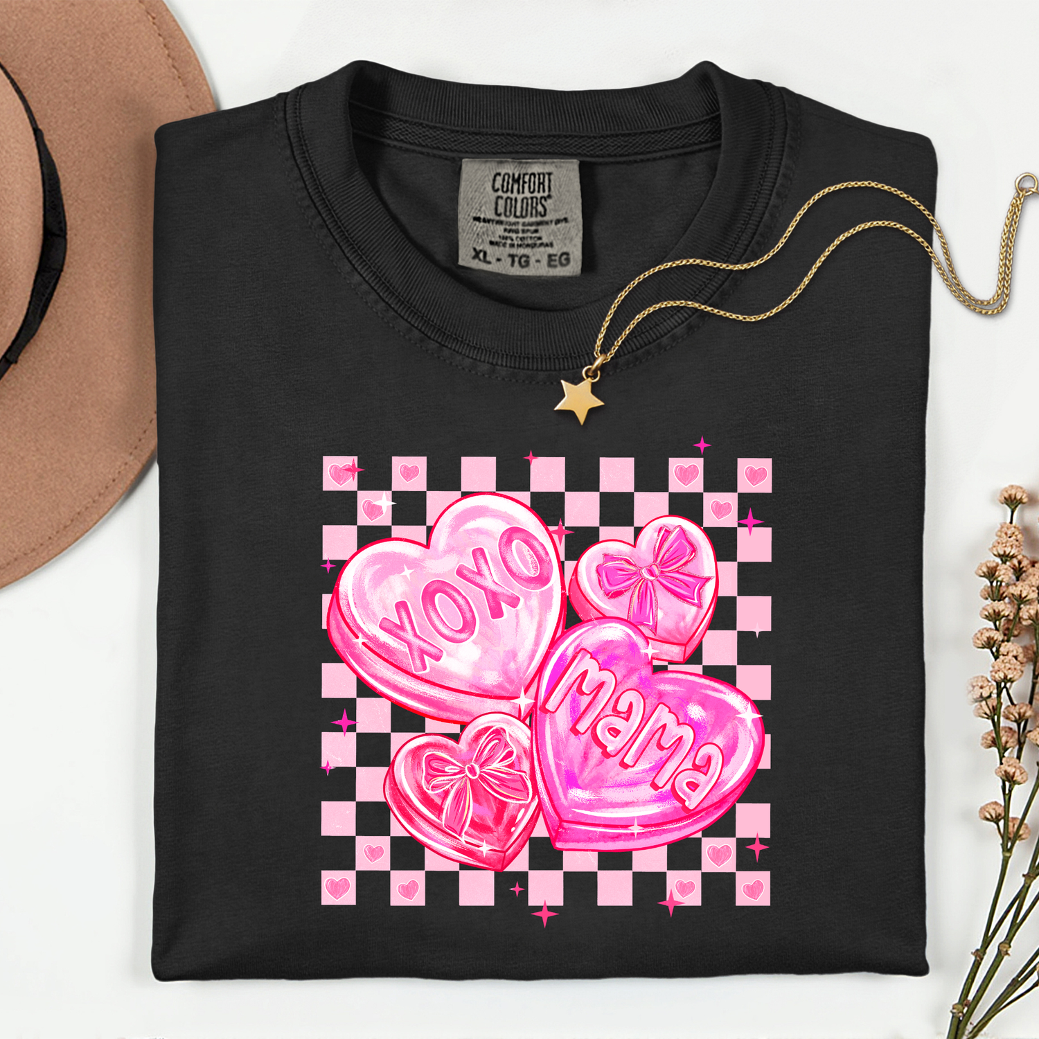 ADULT Mama Candy Hearts Bow DTF TRANSFER