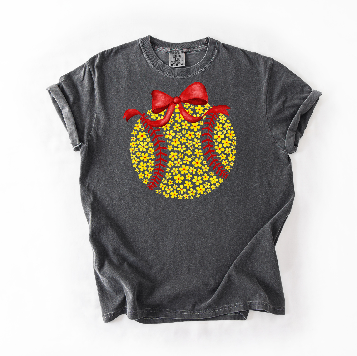 WHOLESALE Floral Softball Comfort Colors Tee (6 Shirts)