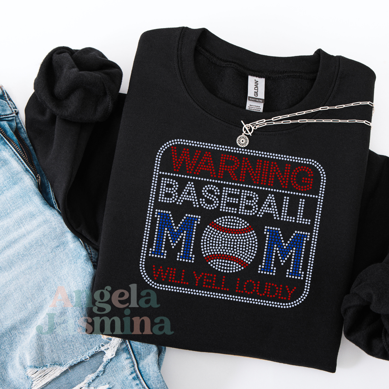 Warning Baseball Mom SPANGLE Transfer