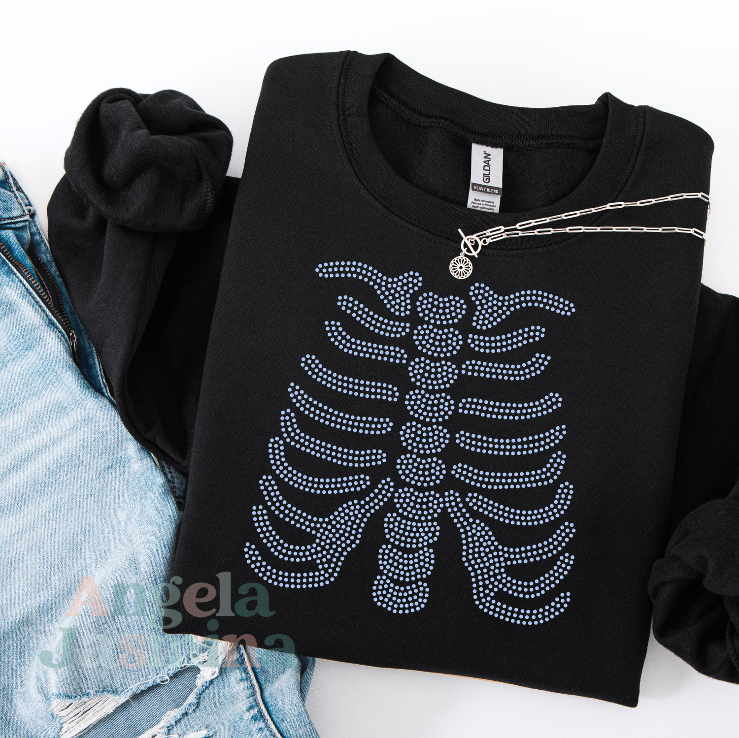 Skeleton Ribs SPANGLE Transfer