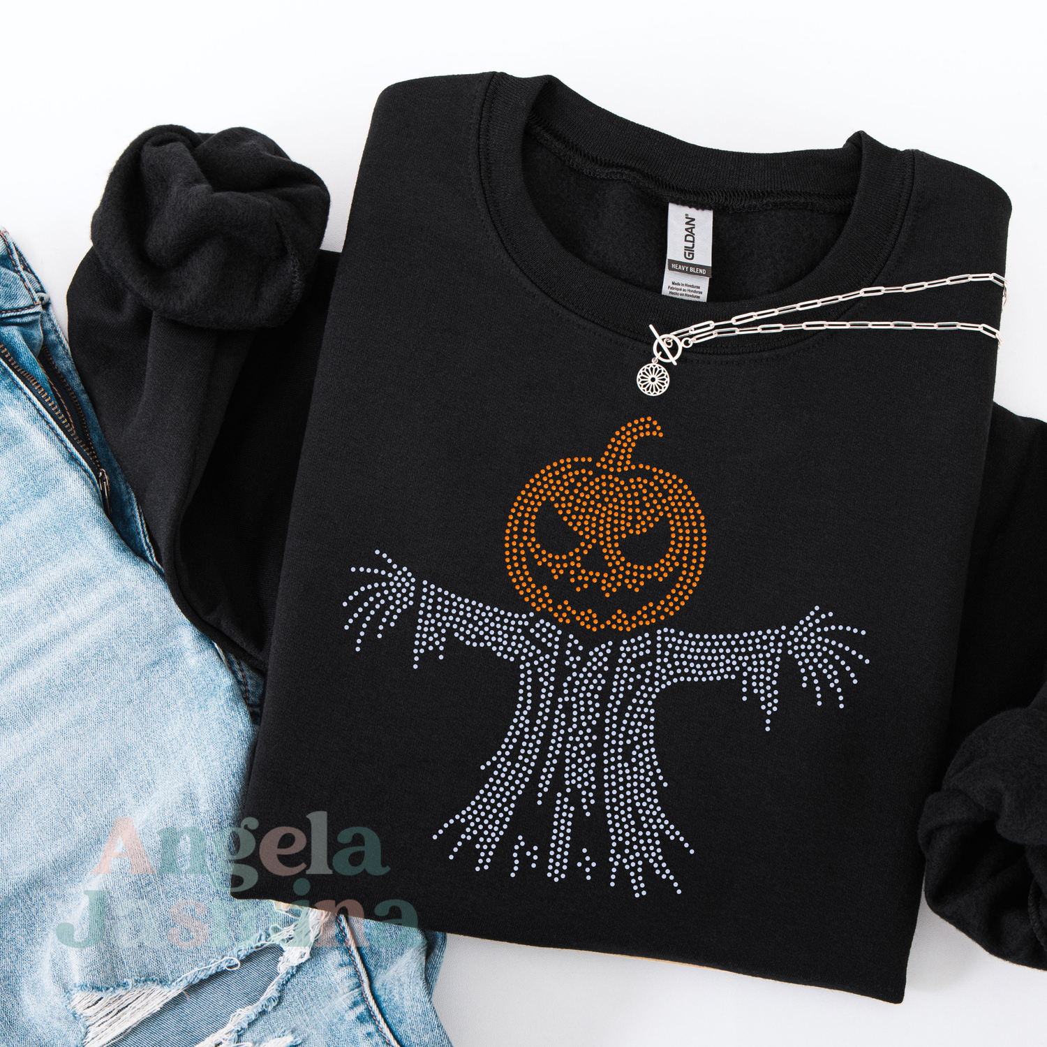 Pumpkin Scarecrow SPANGLE Transfer