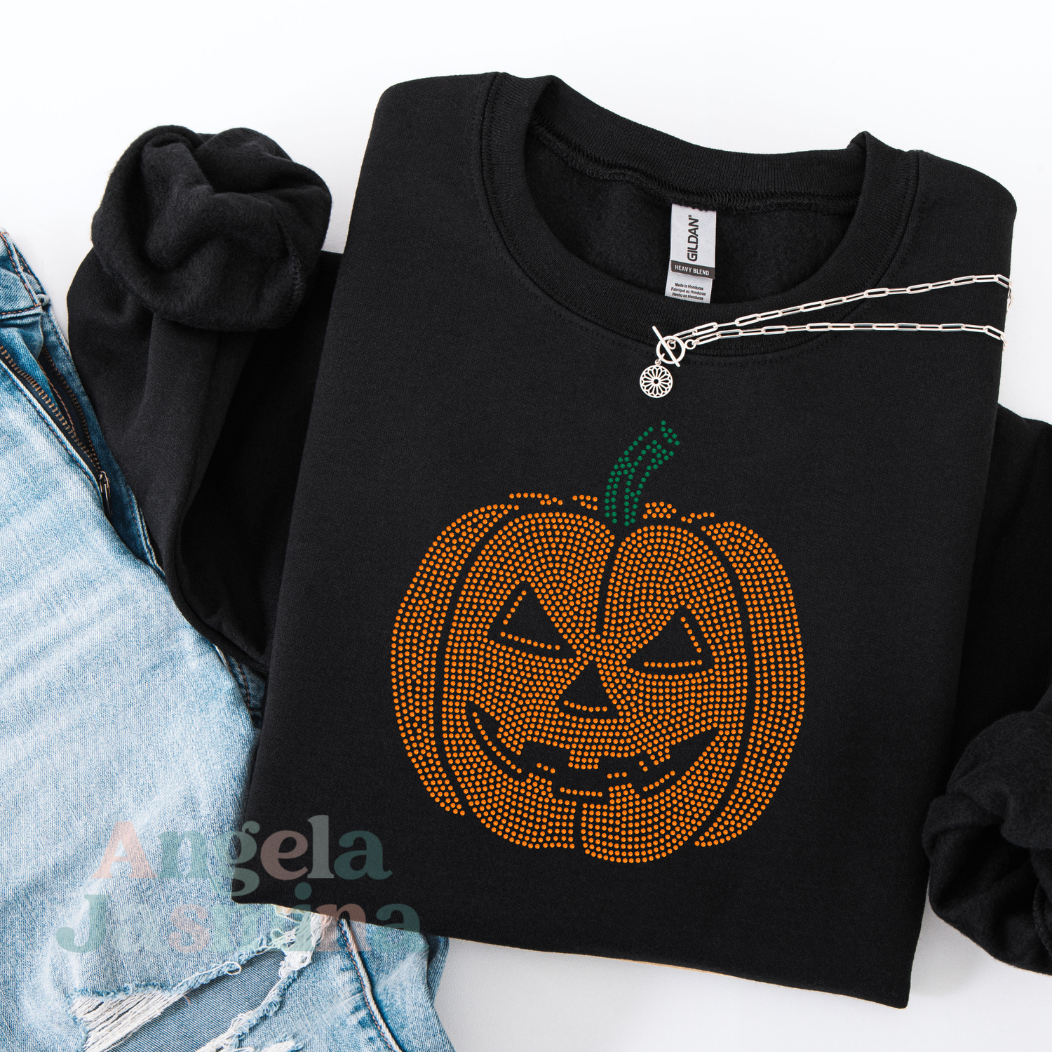 Pumpkin Jack O' lantern SPANGLE Transfer
