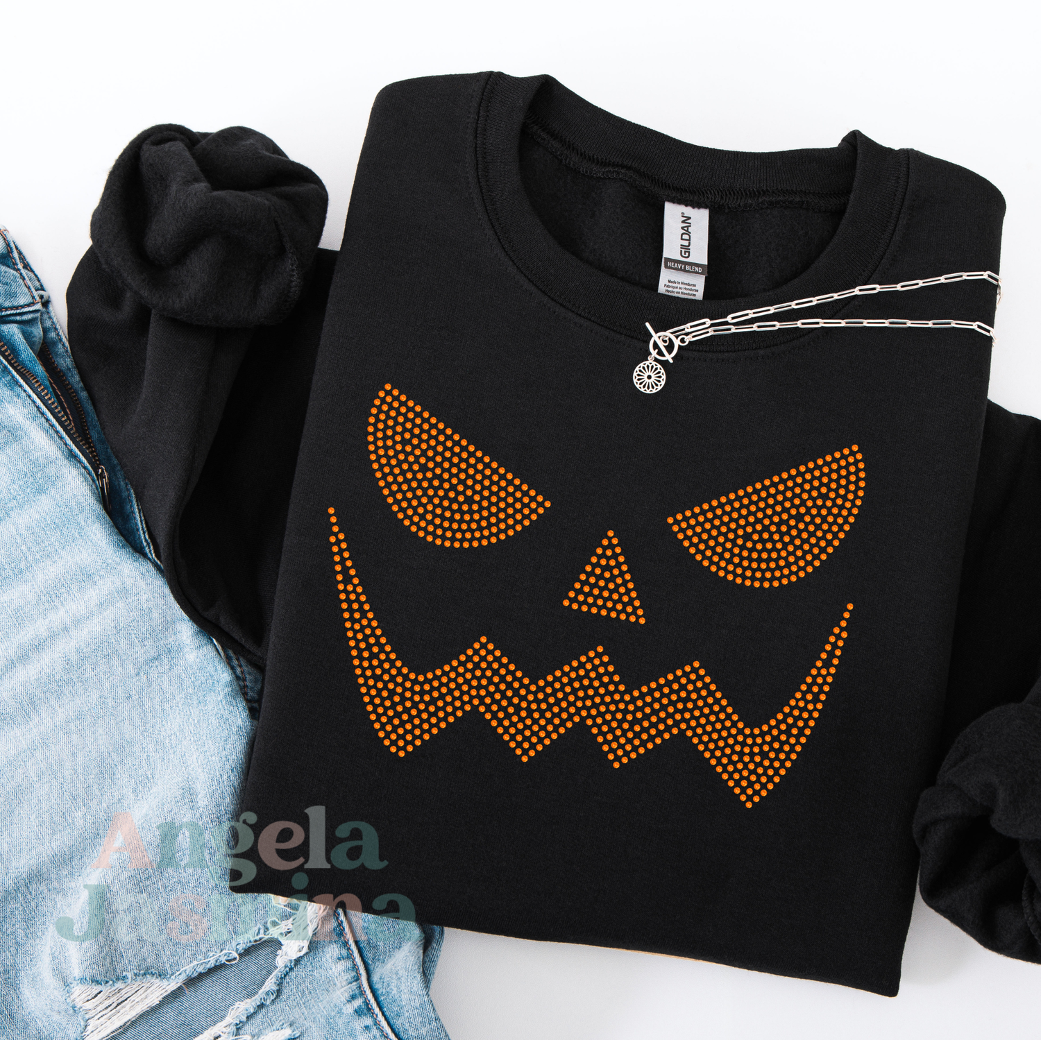 Pumpkin Face SPANGLE Transfer
