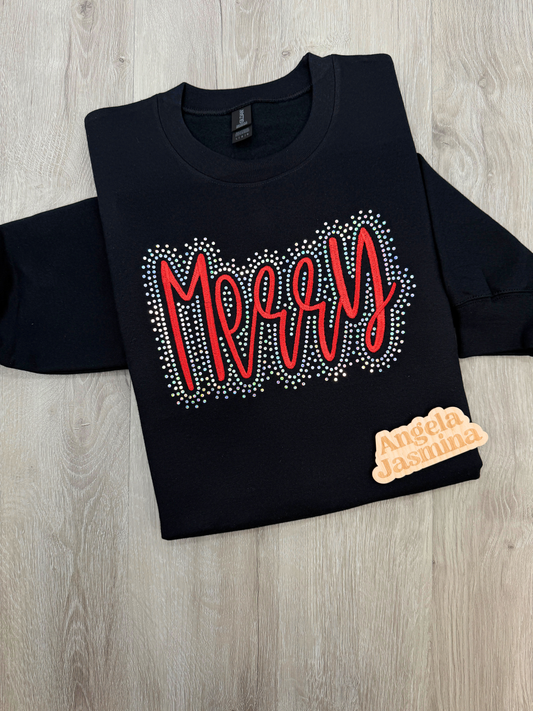 Merry Embroidered & Bling Sweatshirt