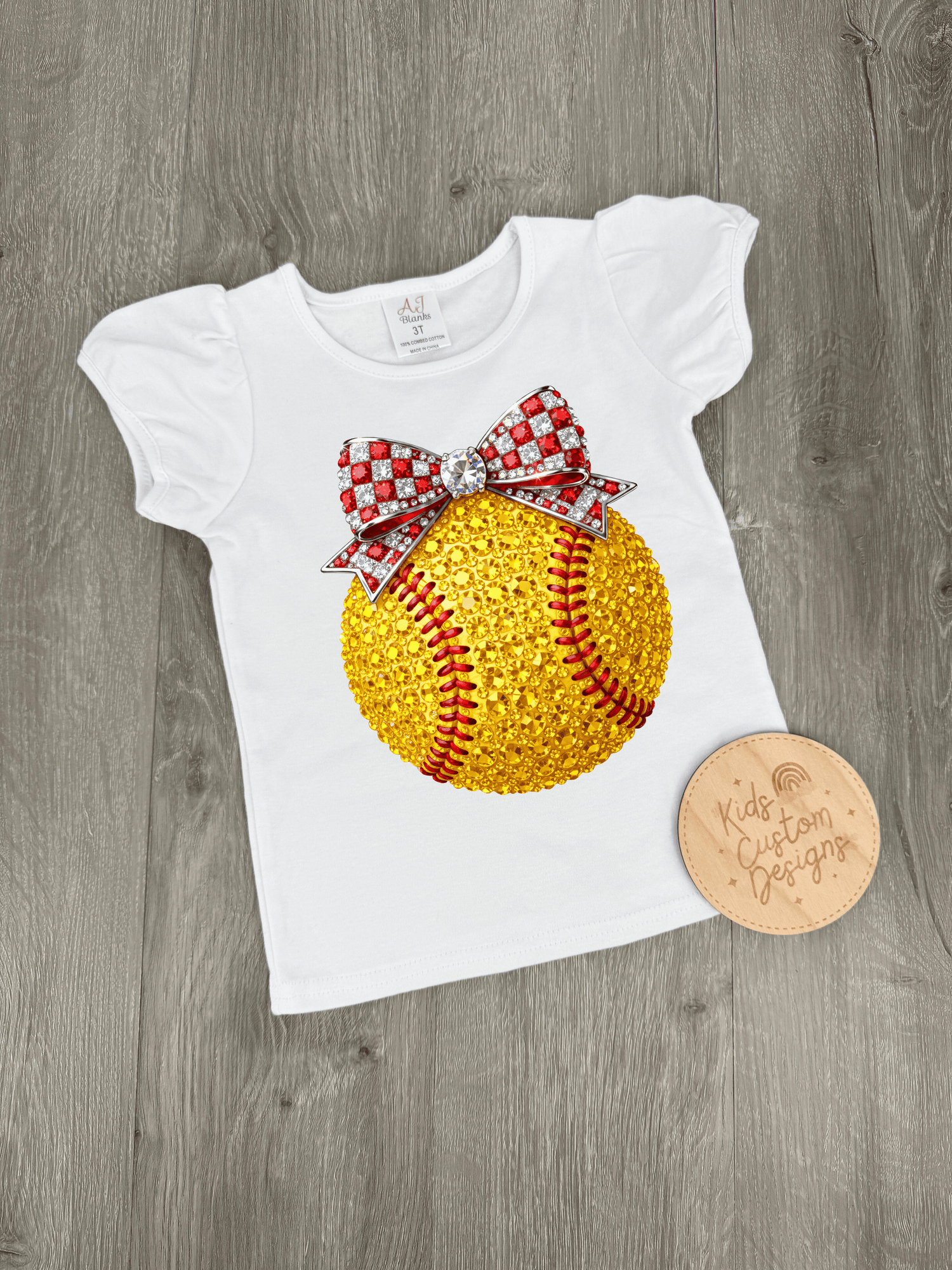 KIDS Faux Rhinestone Softball DTF Transfer