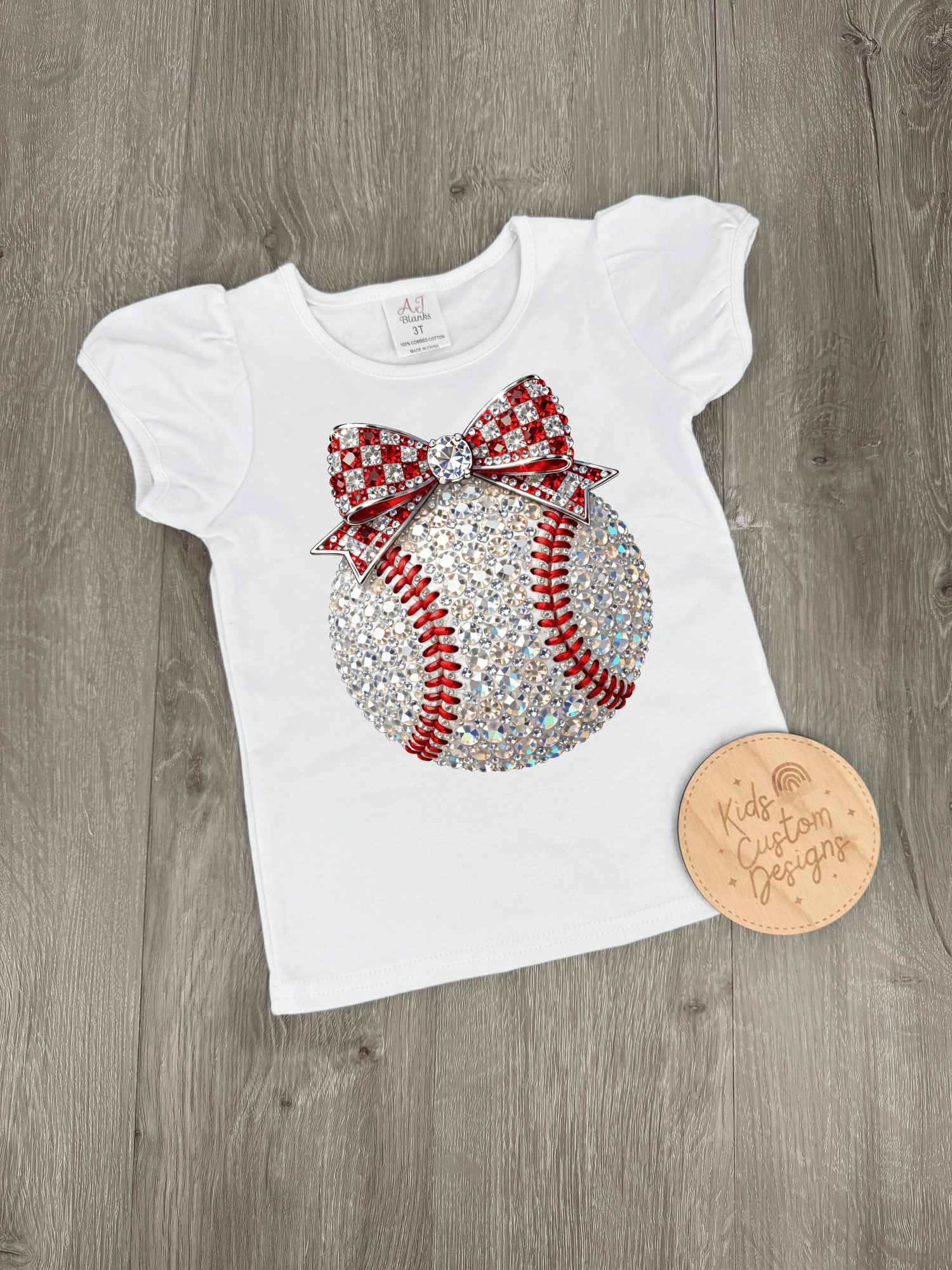 KIDS Faux Rhinestone Baseball DTF Transfer