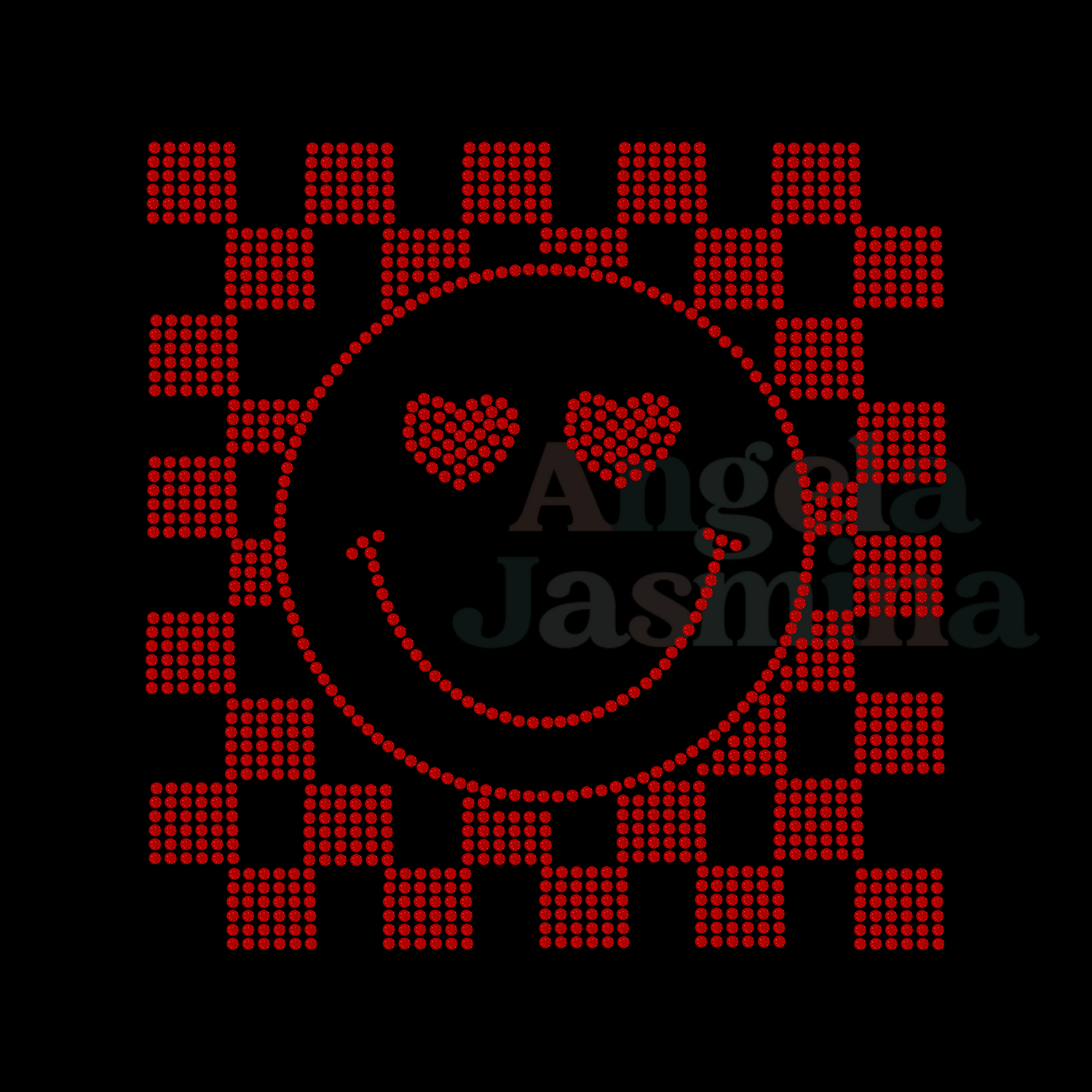 KIDS Checkered Happy Face SPANGLE Transfer YOU PICK COLOR