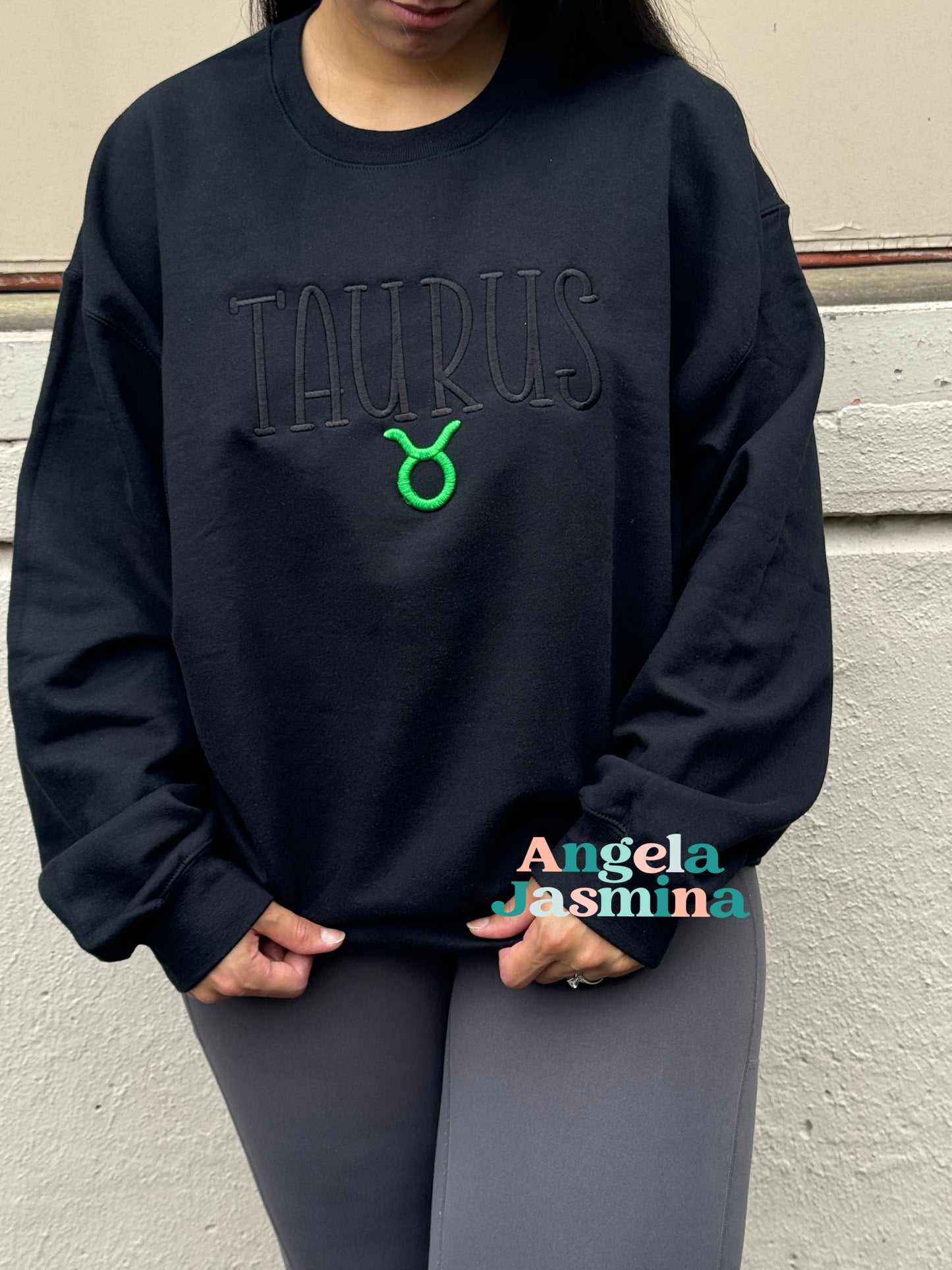 Zodiac 3D Embroidered Crewneck Sweatshirt