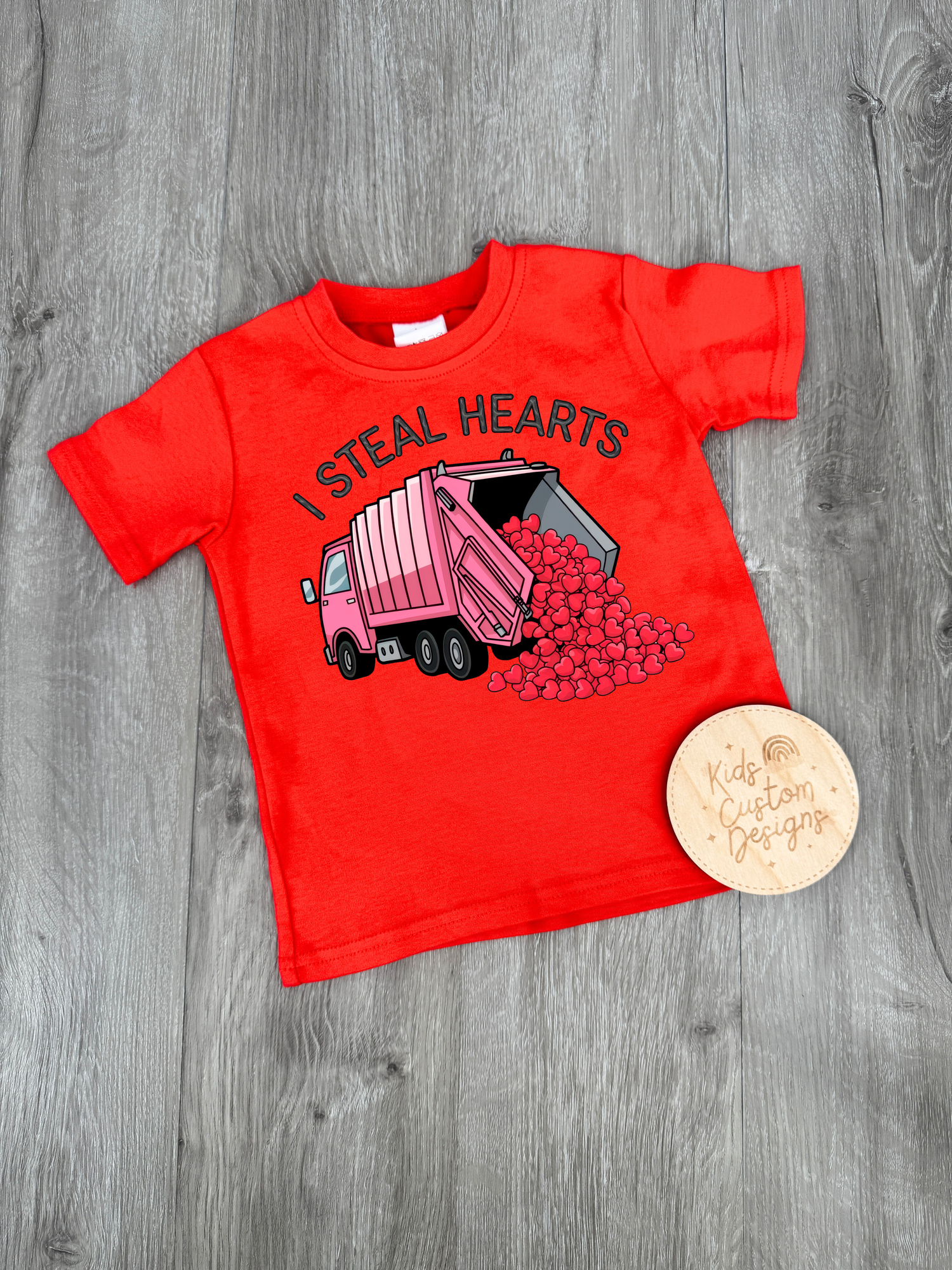 KIDS Dump Truck I Steal Hearts Valentine DTF TRANSFER