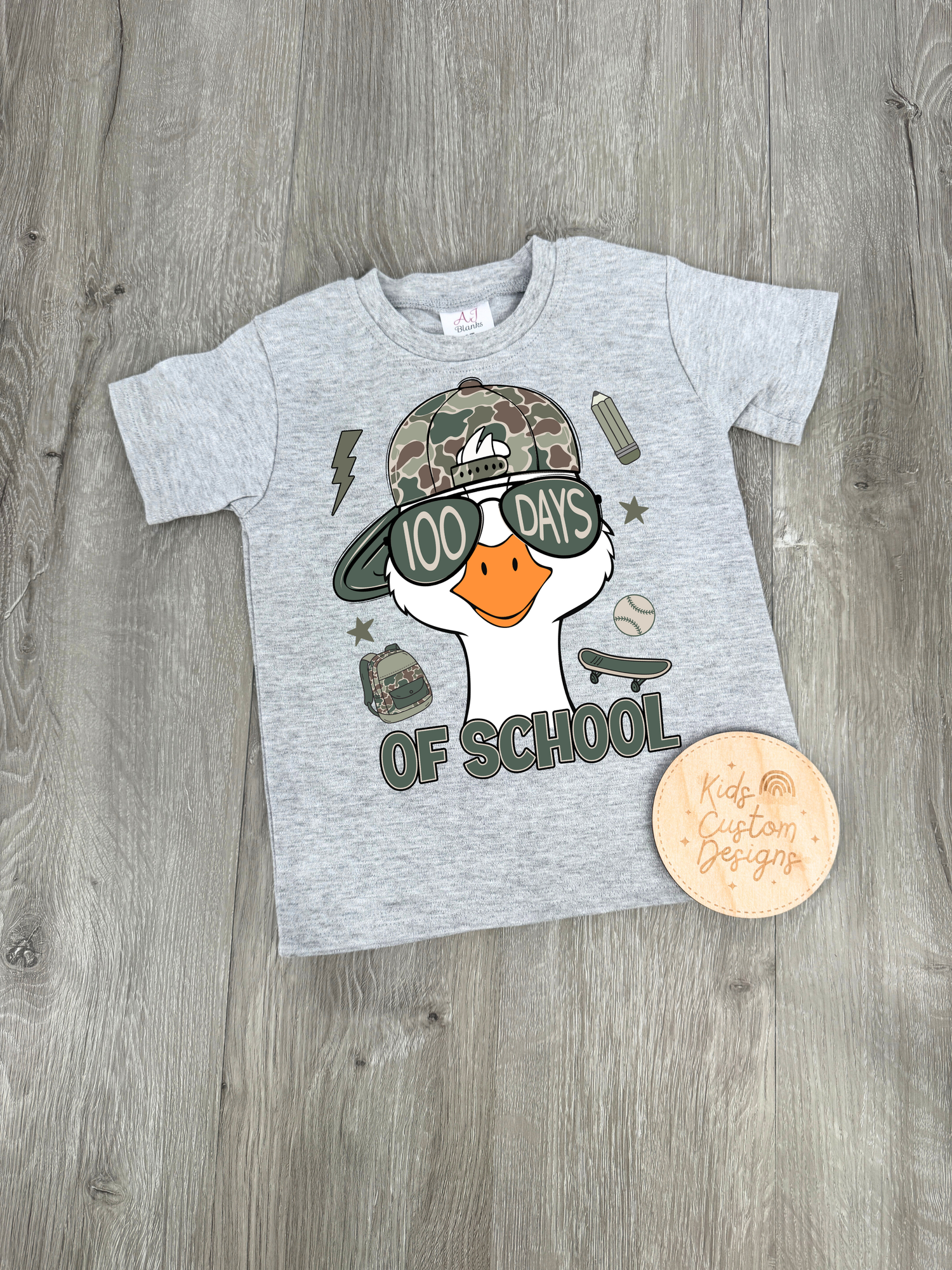 KIDS 100 Days of Camo Boy Duck DTF TRANSFER