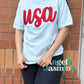 Light Blue USA Glitter Comfort Colors Tee